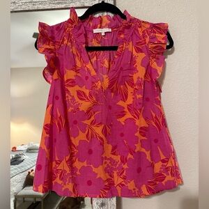 Olivaceous Pink and Orange Floral Blouse